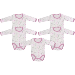 Burç Bebe 5'Li Çıtçıtlı Uzun Kollu Bebek Body - Pembe