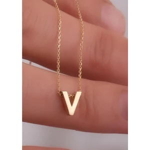 Bayar Gold 14 Ayar Altın V Harf Kolye