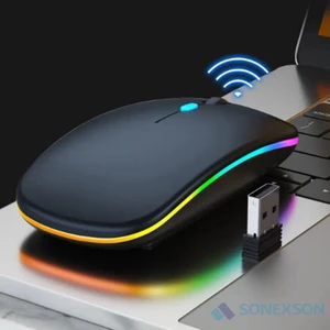 Kablosuz Bluetooth Mouse Rgb Ledli Şarj Edilebilir Sessiz Kullanım