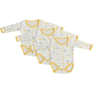 Burç Bebe 3’lü Uzun Kol Çıtçıtlı Bebek Body Seti – %100 Pamuk – 4 Yaş – Erkek/Kız - Sarı