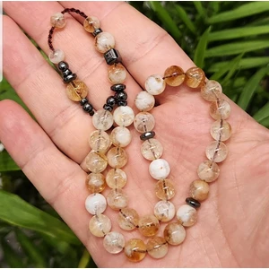 Doğal  Sitrin Taşı Tesbih Sistem Kamçılı