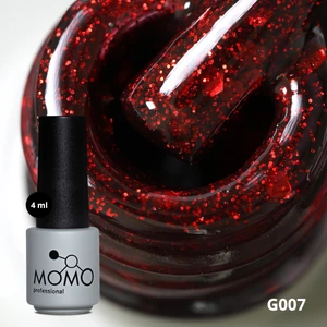 Momo Professional Glitter Kalıcı Oje G007, Kırmızı Parıltılı Şarap, 4 ml