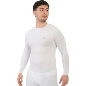 Domin Spor Erkek Beyaz Uzun Kollu Compression Fitness Gym Body Tshirt DMN25478
