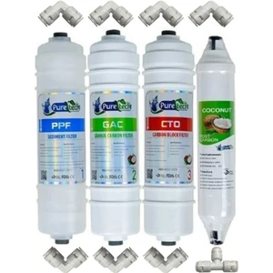 Veluda Su Arıtma Sistemleri Kapalı Kasa Su Arıtma Cihazı Puretech Inline Filtre Takımı 4'lü Set ve Bağlantı Dirsekleri