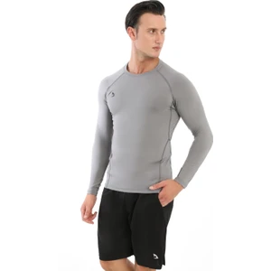 Domin Spor Erkek Uzun Kollu Gri Compression Fitness Gym Body Tshirt DMN25478