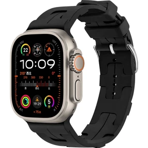 Apple Watch Ultra Ultra 2 49MM Krd-92  Metal Tokalı Silikon Kordon