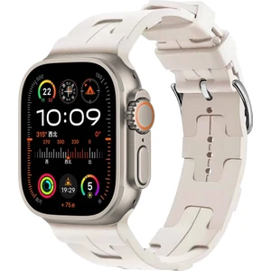Apple Watch Ultra Ultra 2 49MM Krd-92  Metal Tokalı Silikon Kordon