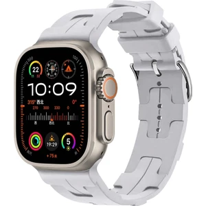 Apple Watch Ultra Ultra 2 49MM Krd-92  Metal Tokalı Silikon Kordon