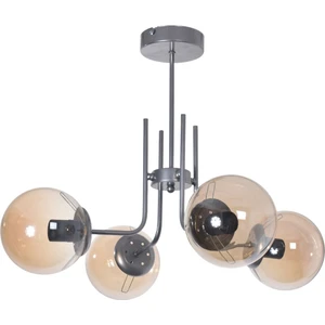 Vien Modern Tasarım Salon Yemek Odası Mutfak Gri Renk Camlı Sarkıt 4 Lü Avize