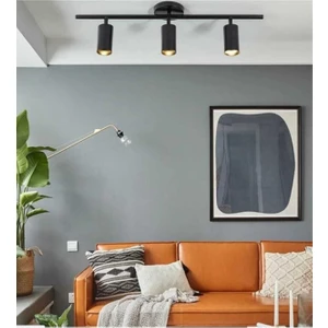 Modern Siyah Renk Metal Avize 3 Lü Spot Ledli Tasarım Tüm Alanlar İçin