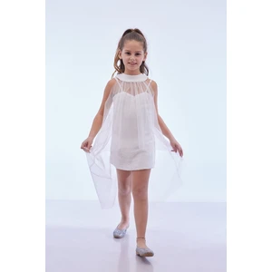 Kız Çocuk Pullu Pelerinli Trend Abiye Elbise AK2244