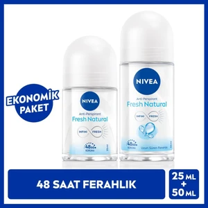 Kadın Roll-On Deodorant Fresh Natural 50 ml ve Mini Roll-On Fresh Natural 25 ml, 48 Saat Koruma