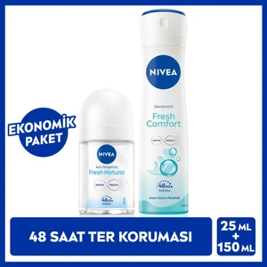 Kadın Sprey Deodorant Fresh Comfort 150ML ve Mini Roll-On Fresh Natural 25ML, Ter Karşıtı Koruma