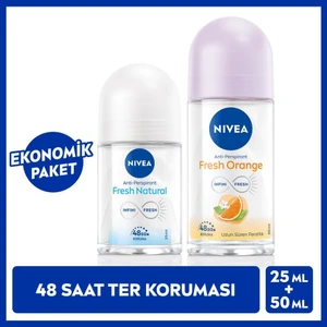 Kadın Roll-On Deodorant Fresh Orange 50ML ve Mini Roll-On Fresh Natural 25ML, 48 Saat Koruma