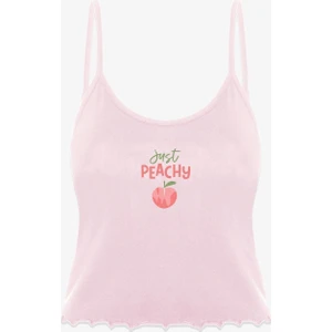 Kadın Pamuklu Baby Overloklu İp Askılı Şortlu Pijama Takımı