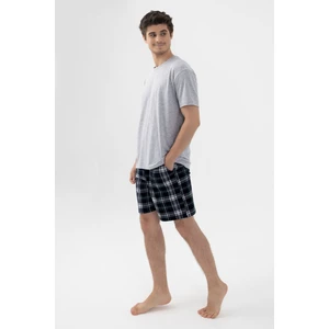 Erkek Gri Melanj Alt Desenli Şortlu Pijama Takımı