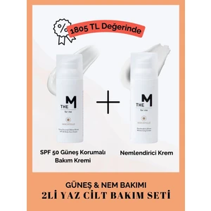 The M  - 2'li Yaz Cilt Bakım Seti : Nemlendirici Krem 50 ml , Spf 50 Güneş Korumalı Bakım Kremi 50 ml