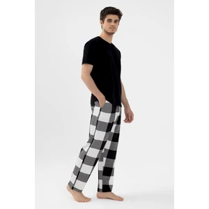 Erkek Kısa Kollu Pamuklu Ekose Desenli Pijama Takımı