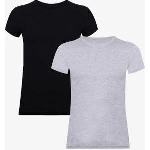 Erkek 2'li Basic Likralı T-Shirt