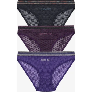 Kadın 3'lü Dantelli - Baskılı Külot