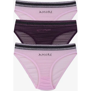 Kadın 3'lü Dantelli - Baskılı Külot