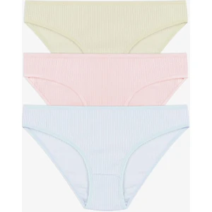 Kadın 3'lü Pamuklu Fitilli Külot