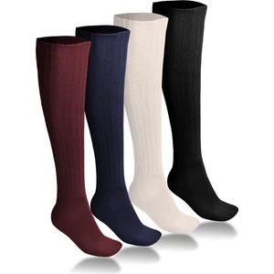 Ciho Socks 4 Çift Diz Altı Kışlık Kadın Yünlü Uyku Çorabı Soft Touch