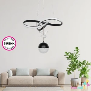 3 Renk Yanabilen Şeker Camlı Modern Ledli Avize