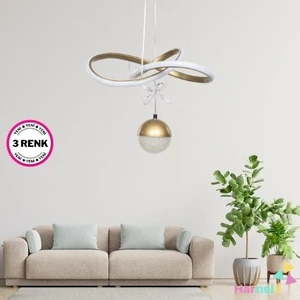 3 Renk Yanabilen Şeker Camlı Modern Ledli Avize
