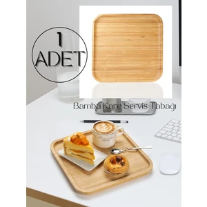 Bambu Kare Servis Tabağı, Sunum Tabağı (20 X 20 Cm)
