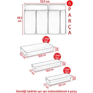 6 Parça Modüler Organizer Düzenleyici Kutu Masaüstü Tezgah Üstü Çekmece Içi Organizer