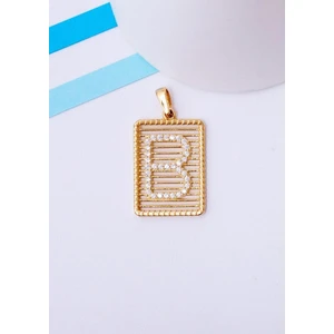 Bayar Gold 14 Ayar Altın B Harfli Taşlı Telli Kolye Ucu