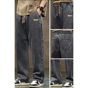 Reax Rayn Beli Lastikli Ipli Düz Paça Rahat Kesim Erkek Jean Pantolon