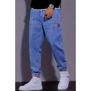 Reax Tyso Beli ve Paçası Lastikli Ipli Jogger Kesim Erkek Jean Pantolon