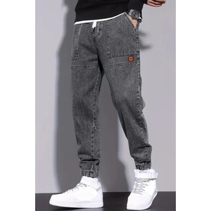Reax Tyso Beli ve Paçası Lastikli Ipli Jogger Kesim Erkek Jean Pantolon