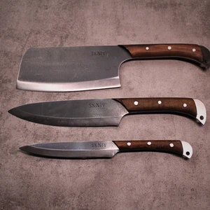 Alaz: Klasik (Gyuto) Şef Bıçağı, Fileto & Doğrama Bıçağı Ve Satır Seti - Özel Mutfak, Şef Bıçak Seti