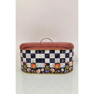 Makri Home Ekmeklik, Metal Ekmeklik, Ekmek Sepeti, Çiçek Desenli Ekmeklik, Yerli Üretim (34  cm   x  19  cm   x  16  cm )