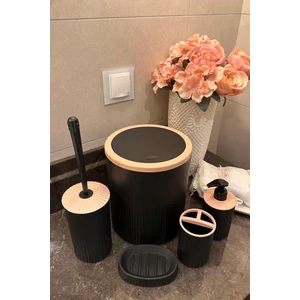 Makri Home 5'li Banyo Seti, Şık Tasarımlı, Beyaz ve Siyah Renk Seçenekleri,pudra Renk Detaylar, Yerli Üretim Türk Malı