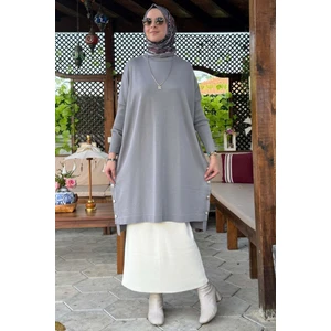 Rabia Şamlı Sevda Triko Tunik Gri