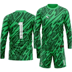 Erkek Uzun Kollu Yeşil Nefes Alabilen Kaleci Forması ve Şortu Goalkeeper Jersey Gk DMNF5587