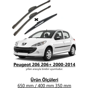 Peugeot 206 206+ 2000-2014 Ön ve Arka Muz Silecek Takımı
