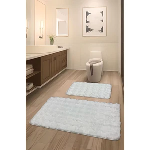 Feel Home Bubble Tavşan Tüyü, Kaymaz Taban, Süper Soft, Ultra Lüks, Makinede Yıkanabilir 2'li Banyo Paspası