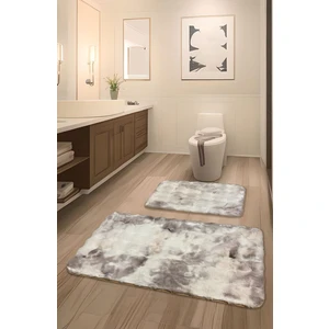 Feel Home Bubble Tavşan Tüyü, Kaymaz Taban, Süper Soft, Ultra Lüks, Makinede Yıkanabilir 2'li Banyo Paspası Eskitme - Pembe