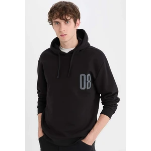 Relax Fit Kapüşonlu Baskılı Kalın Sweatshirt D4716AX24AU