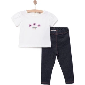 Kız Çiçek Baskılı Tshirt-Tayt Kız Bebek
