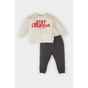 Erkek Bebek 2'li Takım Baskılı Sweatshirt Beli Lastikli Eşofman Altı D7921A525SP