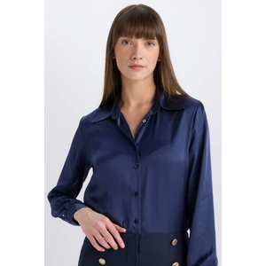 Regular Fit Saten Uzun Kollu Gömlek E1783AX24WN