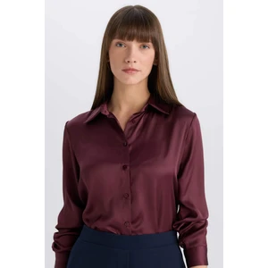 Regular Fit Saten Uzun Kollu Gömlek E1783AX24WN