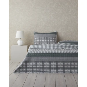 Line Grid Çok Amaçlı Tek Kişilik Yatak Örtüsü Takımı 160X220 cm Gri