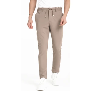 Erkek Taba Beli Lastikli Ipli Yandan Cepli Likralı Erkek Jogger Pantolon Düz Paça